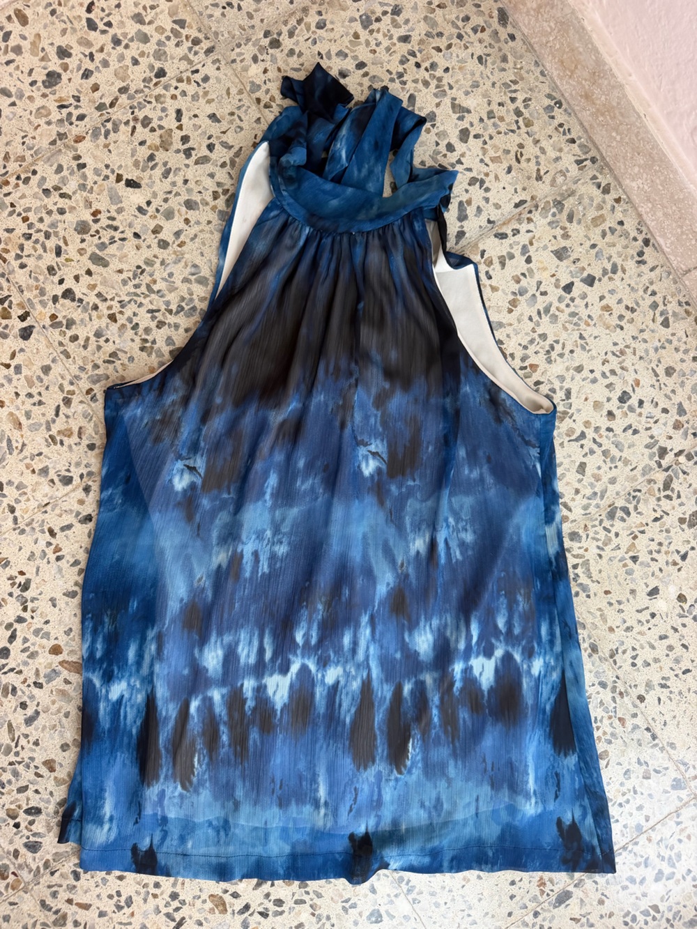 Jonathan Martín Blue & Black Tie-Dye Blouse Size Large Like New